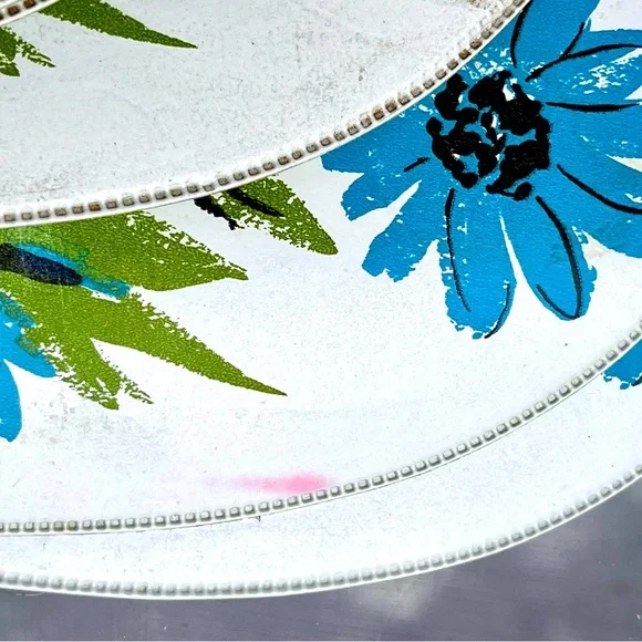 1970s Vintage Oval Vinyl Placemats Set 6 Blue Green - Picture 2 of 5